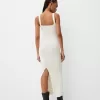 Rochie midi din tricot deschis cu bretele Rochie midi din tricot deschis cu bretele