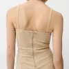 Rochie midi din twill cu bretele si detalii cusaturi Rochie midi din twill cu bretele si detalii cusaturi
