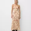 Rochie midi imprimata cu bretele