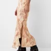 Rochie midi imprimata cu bretele