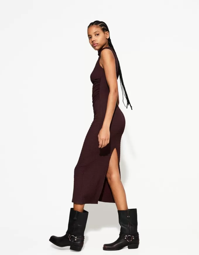 Rochie midi texturată mulat