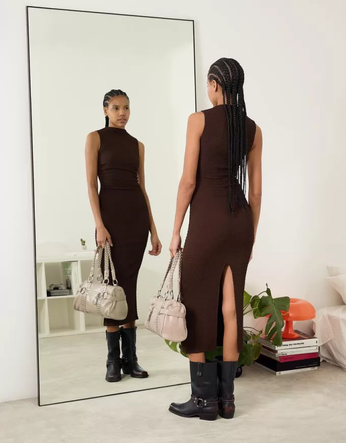 Rochie midi texturată mulat