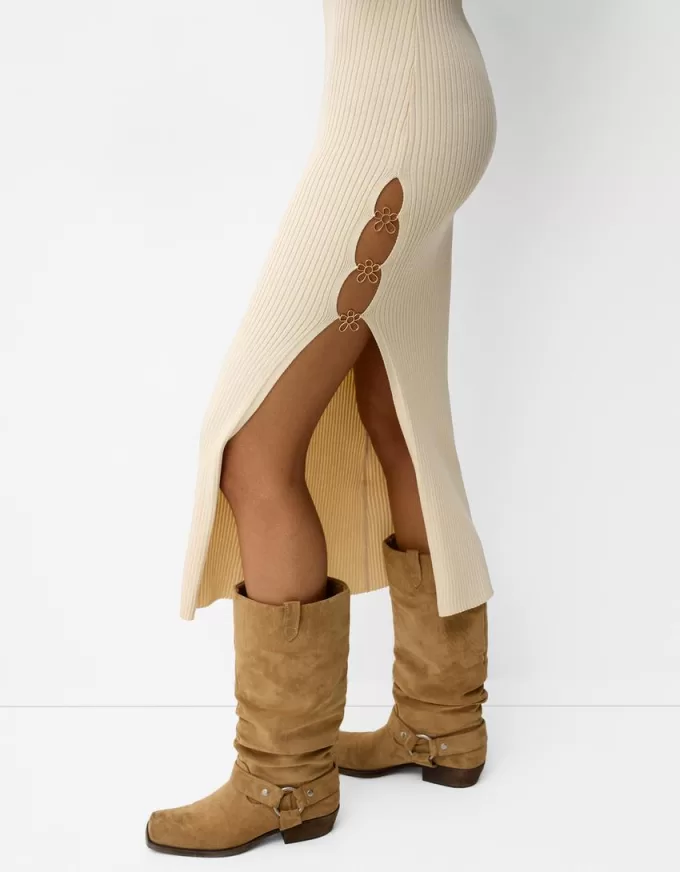 Rochie midi tricotată cu mărgele Rochie midi tricotată cu mărgele
