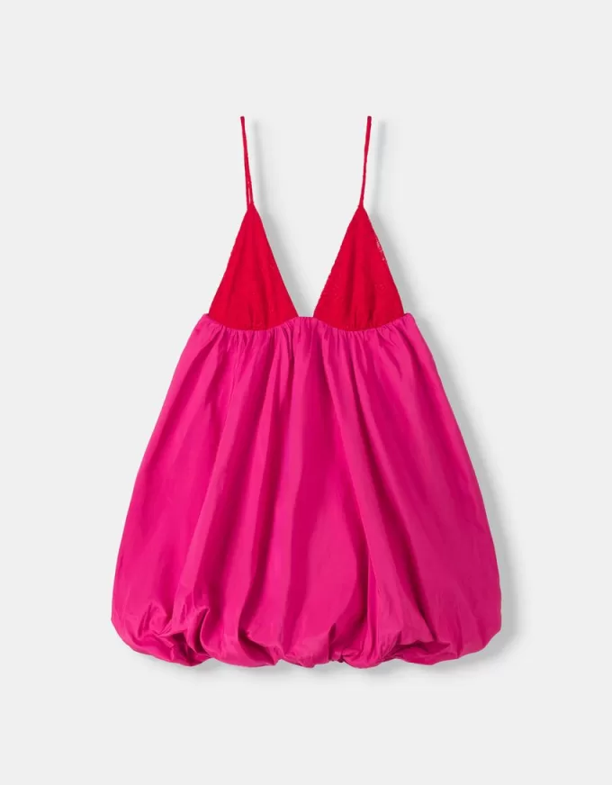 Rochie mini cu bretele cu balon Rochie mini cu bretele cu balon
