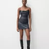 Rochie mini cu bretele lucioase Rochie mini cu bretele lucioase