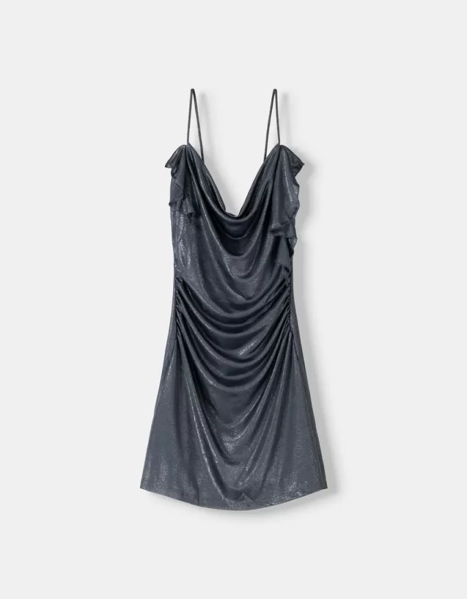 Rochie mini cu bretele lucioase Rochie mini cu bretele lucioase