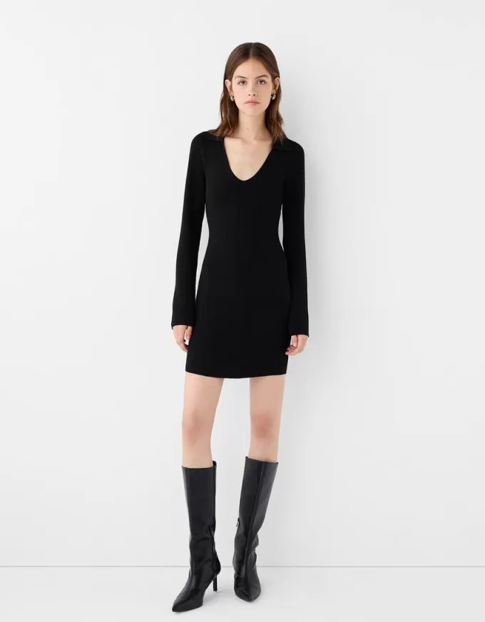 Rochie mini cu guler polo Rochie mini cu guler polo