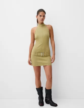 Rochie mini cu halter cu centura