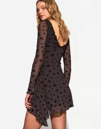 Rochie mini cu maneca lunga imprimata