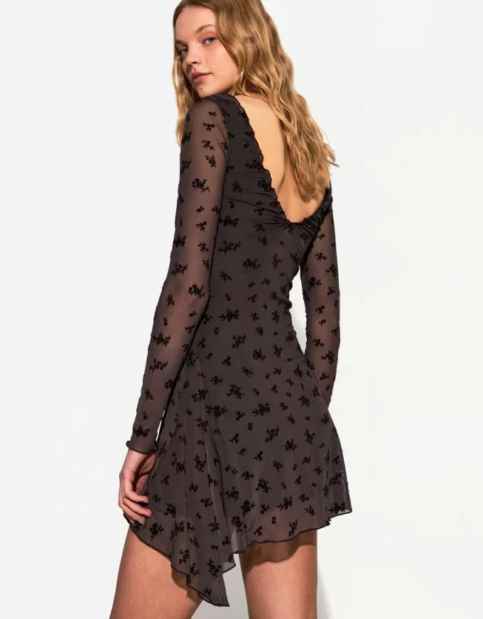 Rochie mini cu maneca lunga imprimata Rochie mini cu maneca lunga imprimata
