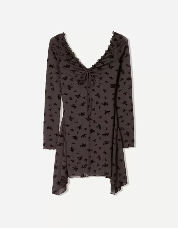 Rochie mini cu maneca lunga imprimata Rochie mini cu maneca lunga imprimata