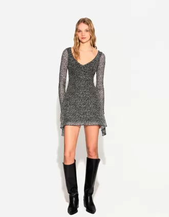 Rochie mini cu maneca lunga imprimata