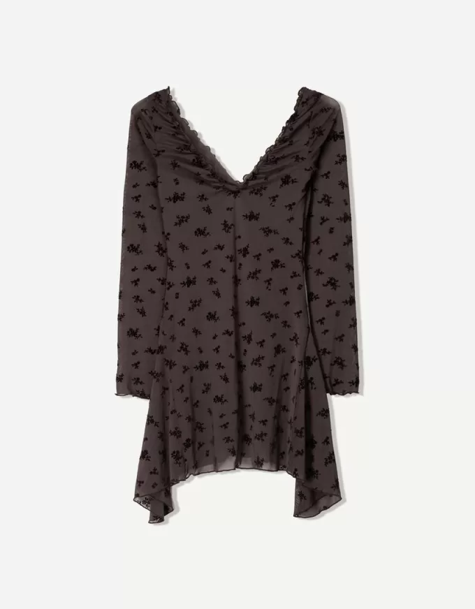 Rochie mini cu maneca lunga imprimata Rochie mini cu maneca lunga imprimata