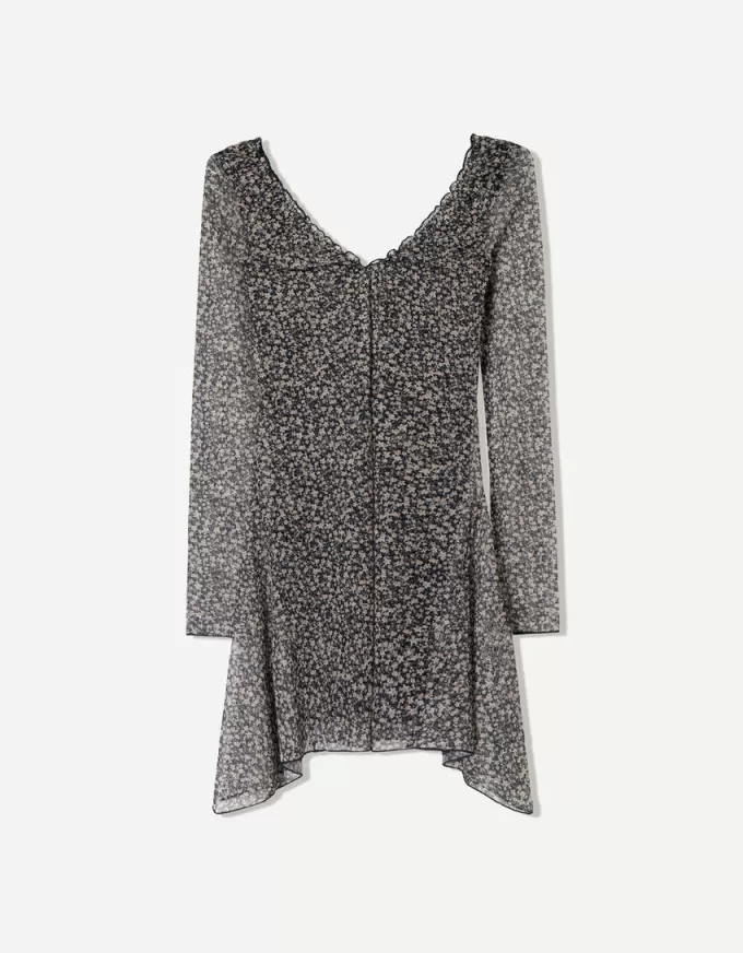 Rochie mini cu maneca lunga imprimata Rochie mini cu maneca lunga imprimata