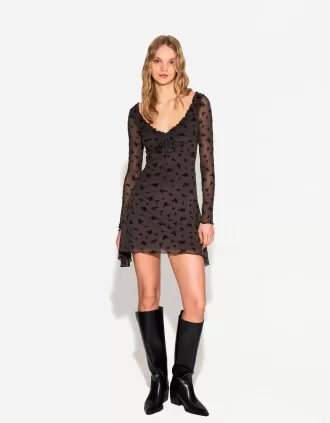 Rochie mini cu maneca lunga imprimata