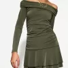 Rochie mini cu maneci lungi cu volane SERIA BERSHKA Rochie mini cu maneci lungi cu volane SERIA BERSHKA
