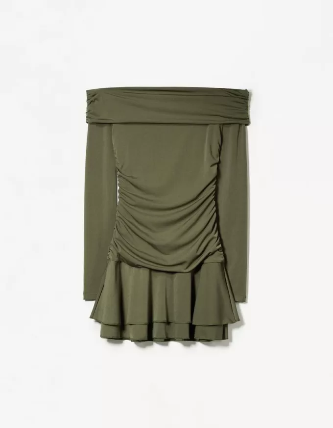Rochie mini cu maneci lungi cu volane SERIA BERSHKA Rochie mini cu maneci lungi cu volane SERIA BERSHKA
