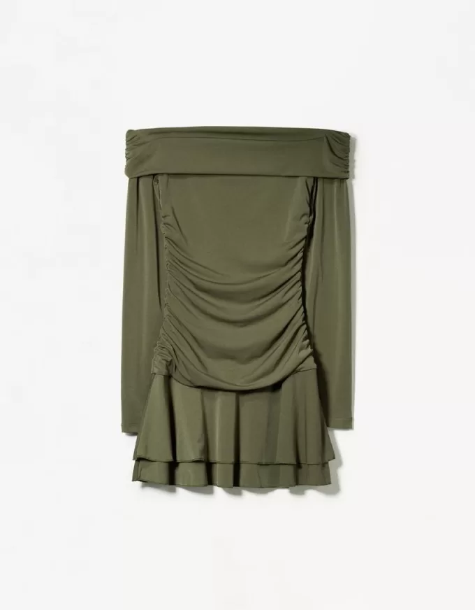 Rochie mini cu maneci lungi cu volane SERIA BERSHKA Rochie mini cu maneci lungi cu volane SERIA BERSHKA