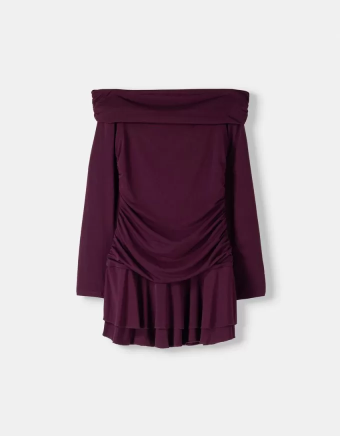 Rochie mini cu maneci lungi cu volane SERIA BERSHKA Rochie mini cu maneci lungi cu volane SERIA BERSHKA
