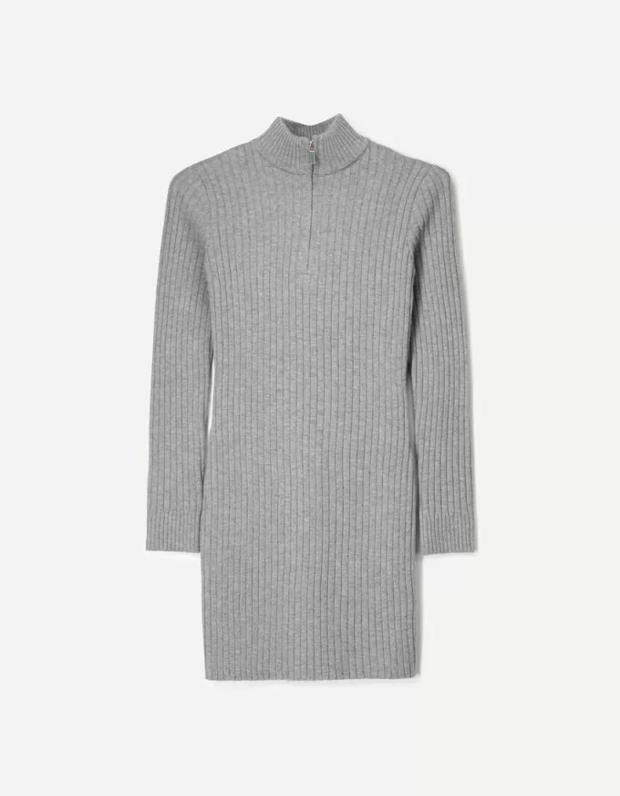 Rochie mini cu nervuri cu fermoar Rochie mini cu nervuri cu fermoar
