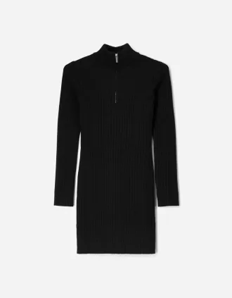 Rochie mini cu nervuri cu fermoar