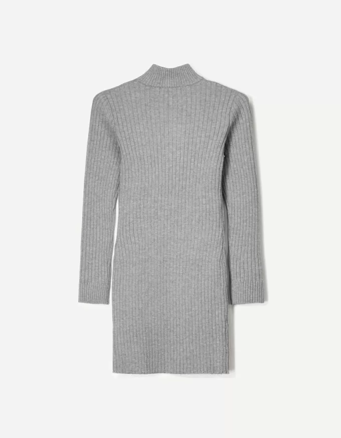 Rochie mini cu nervuri cu fermoar Rochie mini cu nervuri cu fermoar