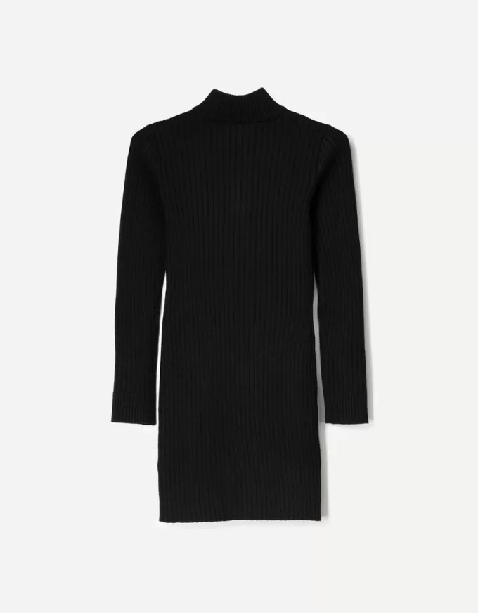 Rochie mini cu nervuri cu fermoar Rochie mini cu nervuri cu fermoar