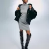 Rochie mini cu nervuri cu fermoar Rochie mini cu nervuri cu fermoar