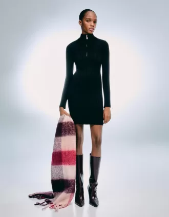 Rochie mini cu nervuri cu fermoar