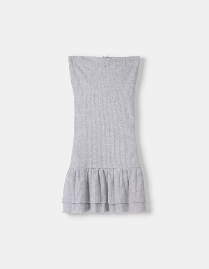 Rochie mini cu volane, fără umeri Rochie mini cu volane, fără umeri