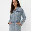 Rochie mini din denim cu fermoar