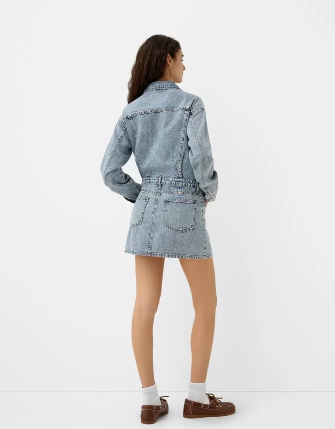 Rochie mini din denim cu fermoar