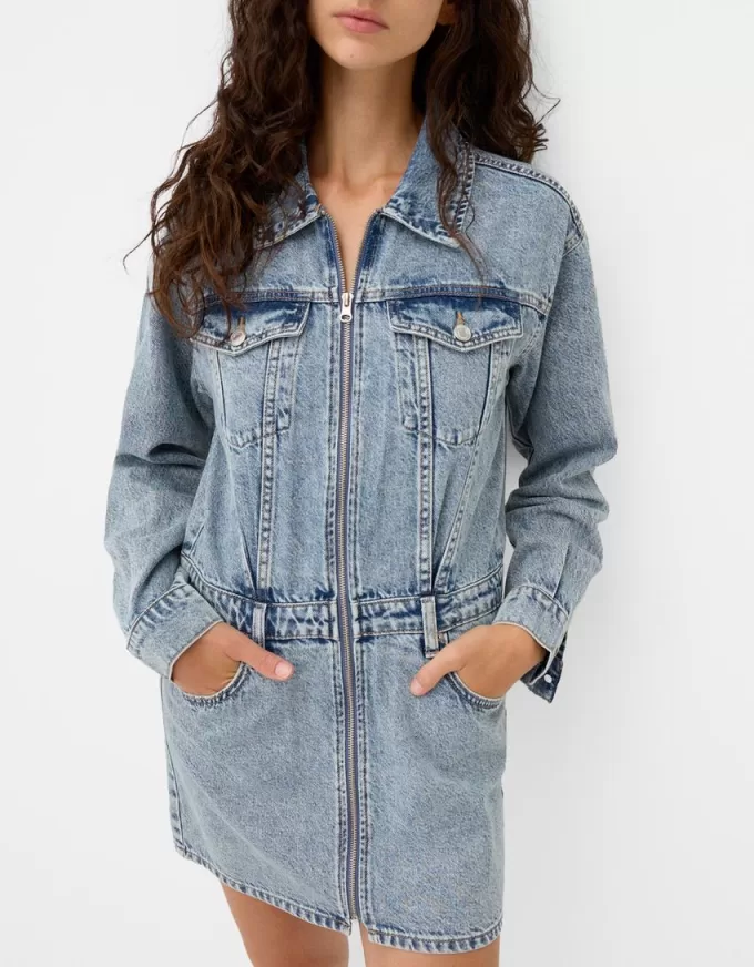 Rochie mini din denim cu fermoar