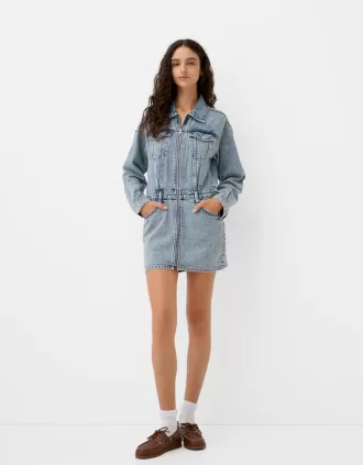 Rochie mini din denim cu fermoar