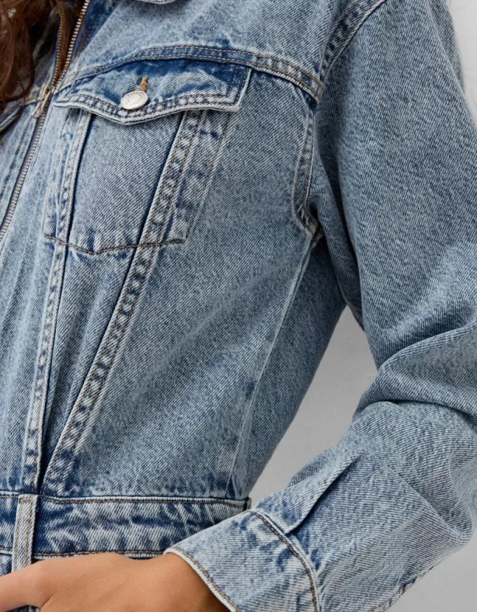 Rochie mini din denim cu fermoar