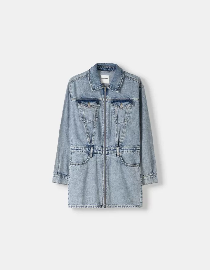 Rochie mini din denim cu fermoar