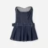 Rochie mini din denim cu pliuri cutie Rochie mini din denim cu pliuri cutie