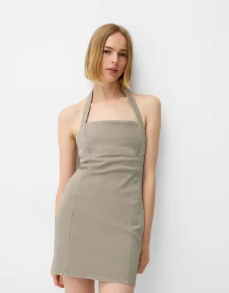 Rochie mini din twill cu decolteu