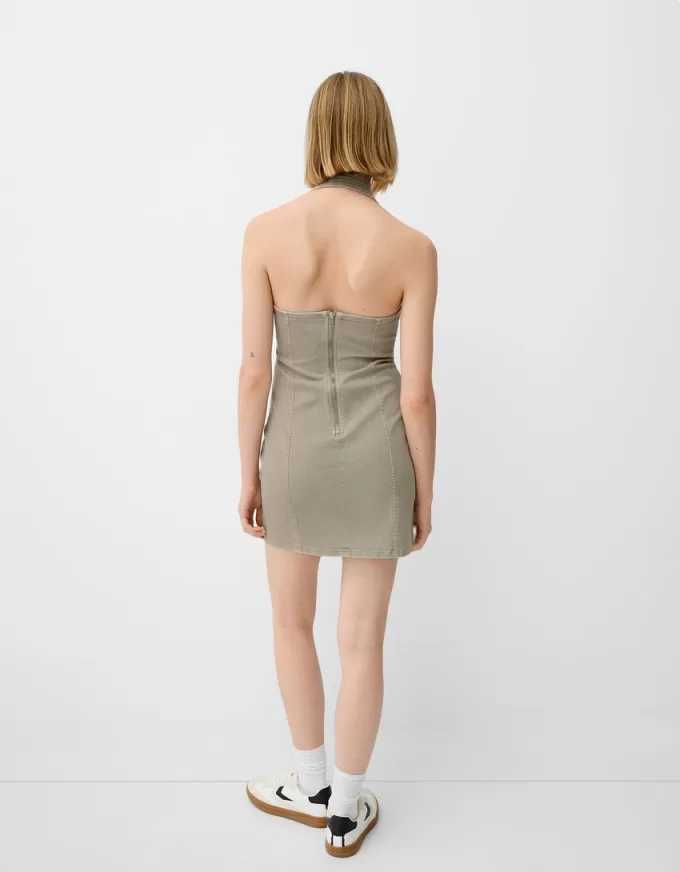 Rochie mini din twill cu decolteu