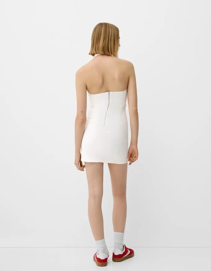 Rochie mini din twill cu decolteu