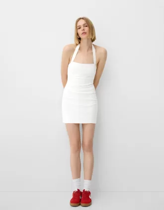 Rochie mini din twill cu decolteu