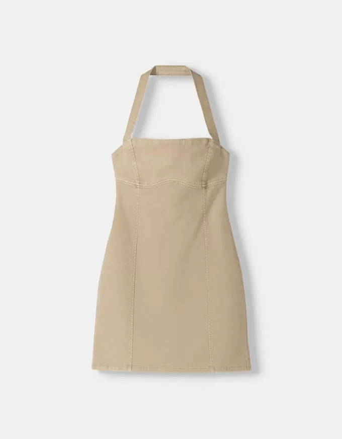 Rochie mini din twill cu decolteu