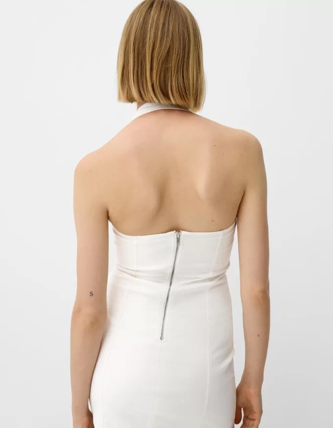 Rochie mini din twill cu decolteu