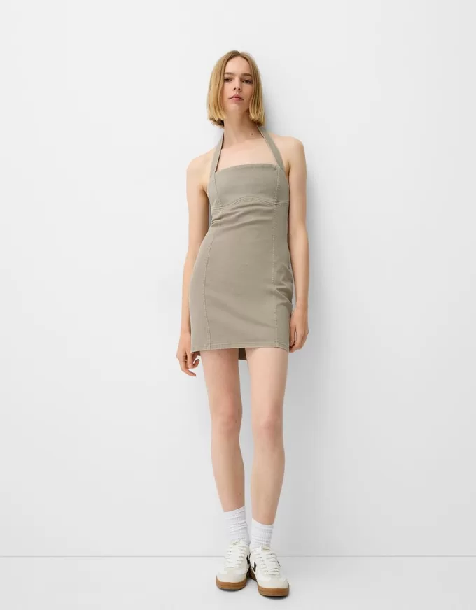 Rochie mini din twill cu decolteu