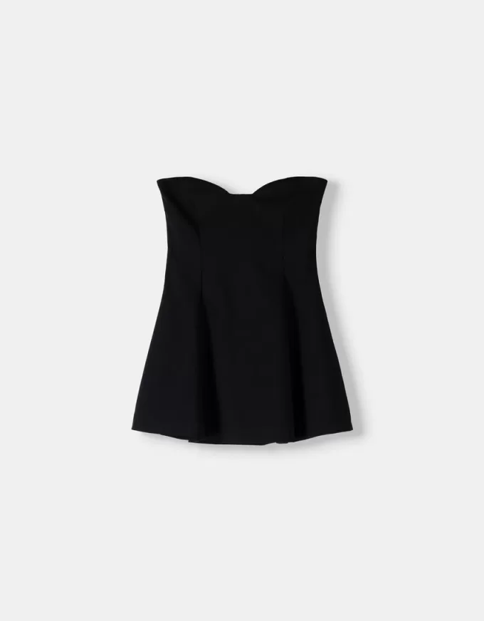 Rochie mini evazată fără umeri, cu decolteu în formă de inimă Rochie mini evazată fără umeri, cu decolteu în formă de inimă