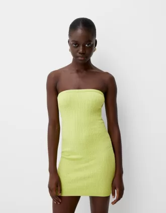 Rochie mini împletită fără umeri