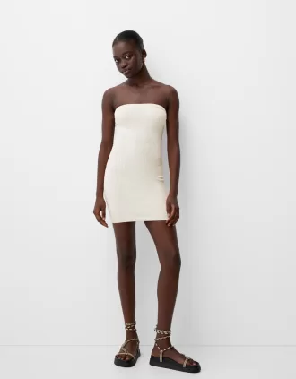 Rochie mini împletită fără umeri
