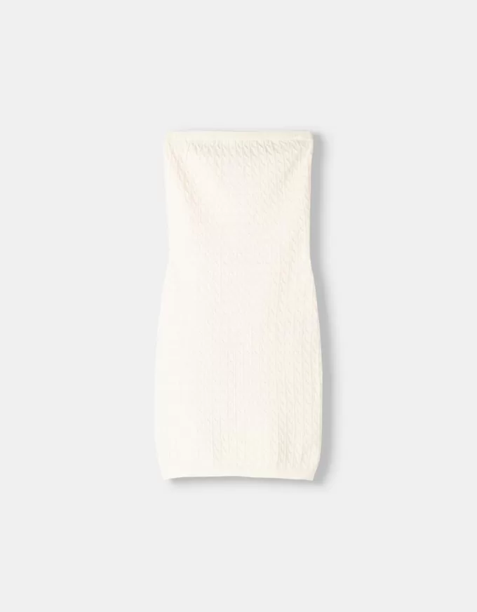 Rochie mini împletită fără umeri Rochie mini împletită fără umeri