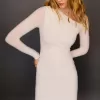 Rochie mini la atingere moale, cu decolteu asimetric Rochie mini la atingere moale, cu decolteu asimetric