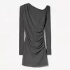 Rochie mini la atingere moale, cu decolteu asimetric Rochie mini la atingere moale, cu decolteu asimetric